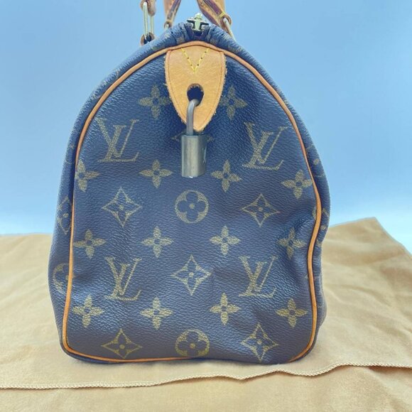 Louis Vuitton Speedy 25 Monogram Leather X PVC Brown Handbag Gold - Picture 12 of 15